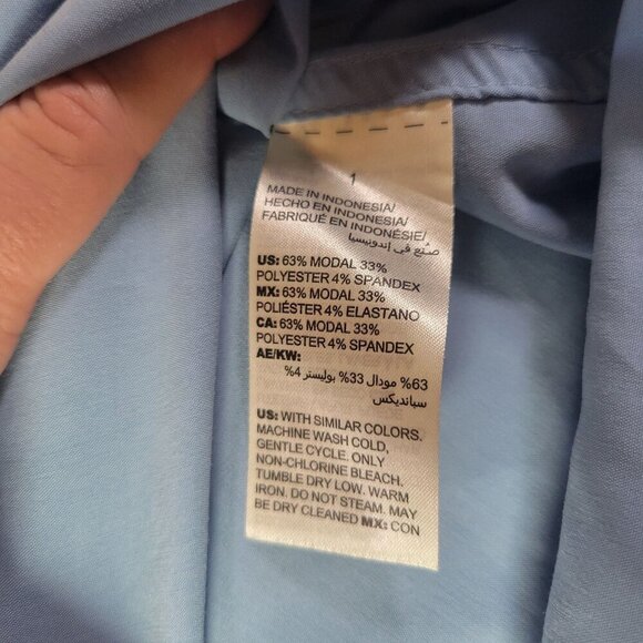 Chicos Women Blue Button-Down Modal Blend Long sleeve Shirt Size 1 (S/8-10) - Picture 4 of 8